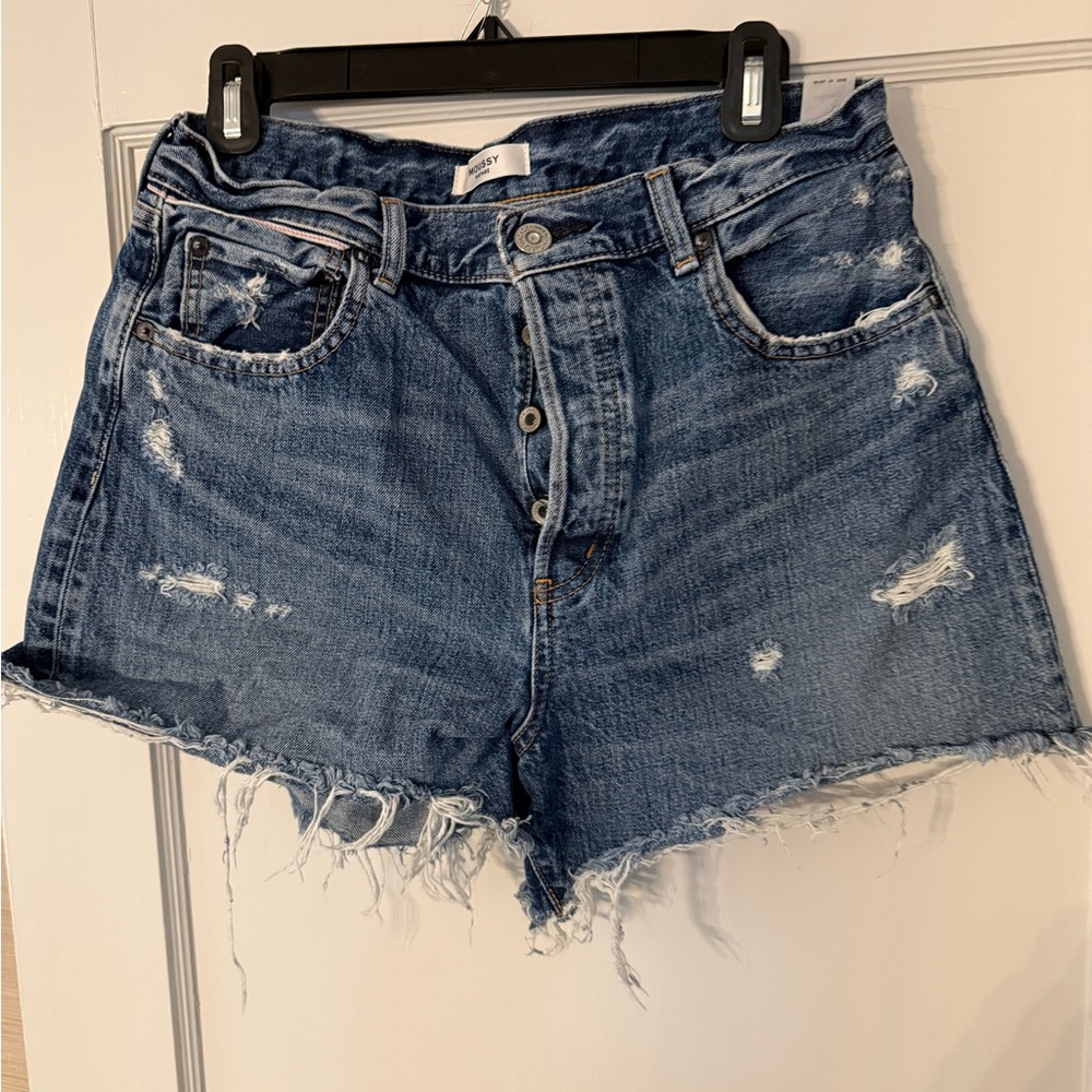 Moussy Blue Distressed Jean Shorts